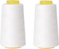 Sewing Thread Cone Set, 2 Pack Serger Thread, 3000 Yards Each, All Purpose Thread for Sewing, Quilting, Machines, Overlock, Merrow & Hand Embroidery (White*2)