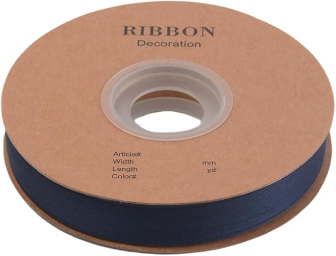 Double Side Satin Ribbon, Continuous 20 Yards,Use for Craft Bows Bouquet, Gift Wrapping, Wedding Decoration, Floral Arrangement (Dark Blue, 5/8 inch)