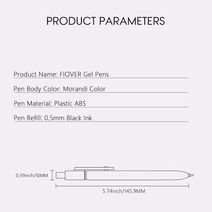 FIOVER Gel Pens, 5pcs 0.5mm Quick Dry Black Ink Fine Point Smooth Writing Pens High-End Series Ballpoint for Office School Supplies(Morandi)