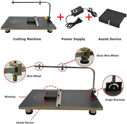 Tabletop Hot Wire Foam Cutter Hot Wire Cutter 22.8x15in Foam Sponge Cutting Machine for Styrofoam Sponge EPE Ribbon KT Board Adjustable Angle and Temperature 110V 24W