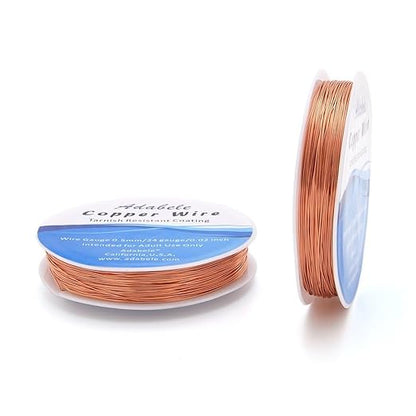 Adabele 295 Feet Premium Tarnish Resistant Round Bare Raw Jewelry Copper Wire Beading Wire Spool Bulk (0.5mm/24 Gauge) for DIY Craft Jewelry Making BF287-5