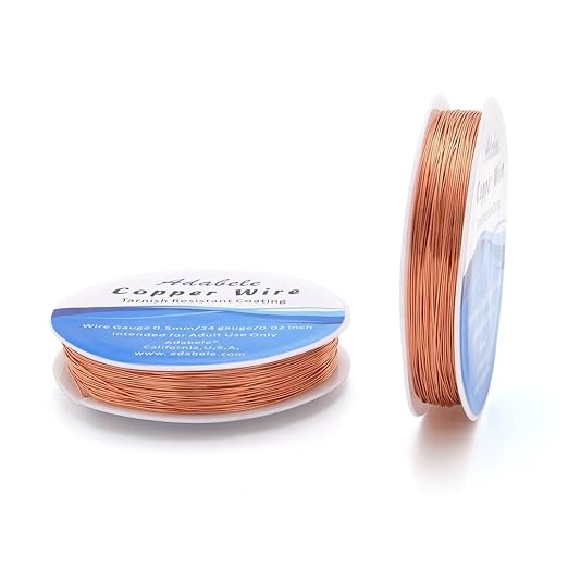 Adabele 147 Feet Premium Tarnish Resistant Round Bare Raw Jewelry Copper Wire Beading Wire Spool Bulk (0.5mm/24 Gauge) for DIY Craft Jewelry Making BF287-5