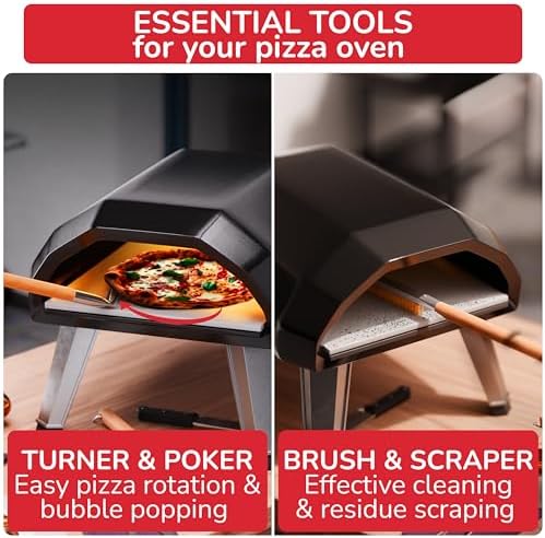 Senwosa Pizza Oven Brush with Scraper, Pizza Turner Fork Set - Image 5