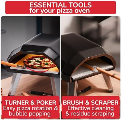 Senwosa Pizza Oven Brush with Scraper, Pizza Turner Fork Set - Image 5