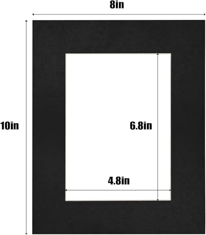 Egofine 8x10 Black Picture Mats Pack of 14, Frame Mattes for 5x7 Pictures, Acid Free, 1.2mm Thickness, with Core Bevel Cut
