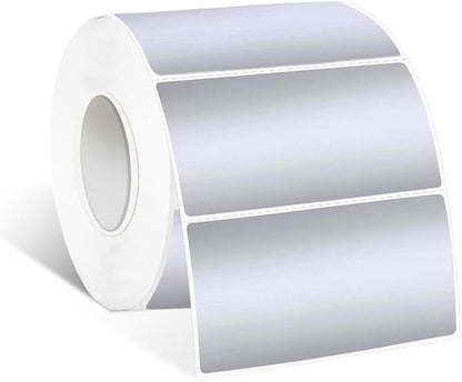 1.25" x 2.25" Silver Thermal Label Stickers,Waterproof Thermal Printer Sticker Labels for Gift Wrapping, Self-Adhesive Name Price Tag DIY Custom Logo Design (500 pcs,Silver)