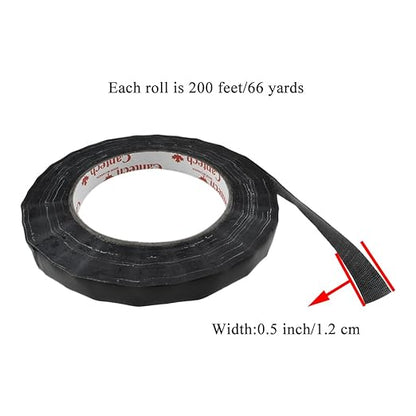 HAHIYO Black 0.5Inch Wide Floral Tape Waterproof Florist Tape Flower Wrap Adhesive Waterproof Decorative Tape for Bouquet Stem Wrapping Flower Arranging and Floral Craft, 2Rolls 200Feet/66Yard Total