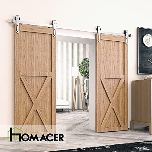Homacer Brushed Nickel Non-Bypass Sliding Barn Door Hardware Kit, - Image 2
