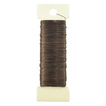 HAHIYO 26Gauge Coffee Color Metal Floral Wire - 1 Roll, 38 Yards (115 Feet) - Flexible Paddle Wire for Craft, Christmas Wreath, Flower Arrangement, Bouquet Wrapping, Wedding, DIY