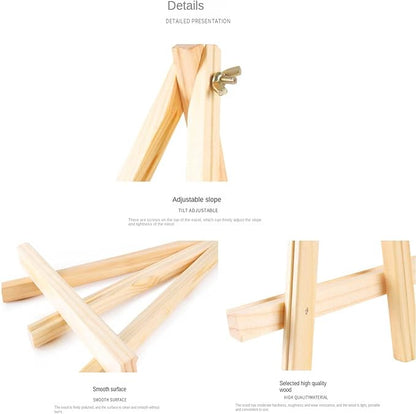 9.4" Tall Natural Pine Wood Tripod Easel Photo Painting Display Portable Tripod Holder Stand& Adjustable Wooden Tripod Tabletop Holder Stand for Canvas