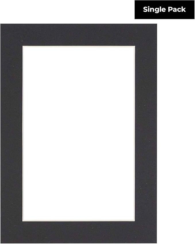 5.5x8.5 Mat for 8.5x11 Frame - Precut Mat Board Acid-Free Black 5.5x8.5 Photo Matte For a 8.5x11 Picture Frame, Premium Matboard for Family Photos, Show Kits, Art, Picture Framing, Pack of 1 Mat