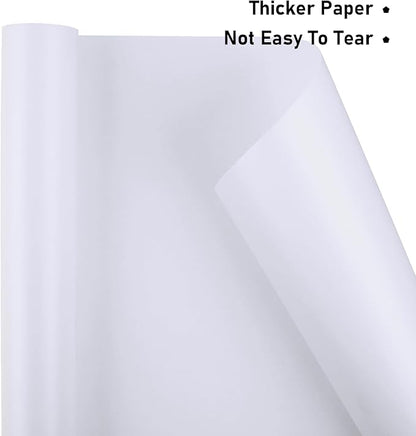 NESCCI White Matte Wrapping Paper,Solid Color Pearly-Lustre Paper,Gift Wrapping Paper,Perfect for Wedding,Valentine's Day,Birthday, Christmas,Baby Shower,DIY Bouquet (17 Inches X 32.8 Feet)