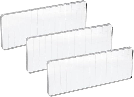 PATIKIL Acrylic Stamp Block, 3 Pack Stamping Block Rectangular Shape with Lines Decorative Mounting Blocks Set for Scrapbooking DIY Crafts Card Making, 5.9x2.4