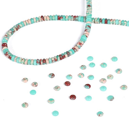 Natural Green Shoushan Disk Stone Beads 4x2mm 160pcs Rondelle Loose Semi Gemstone Beads for Jewelry Making Design