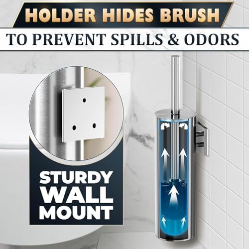 Silver Toilet Brush and Holder Set, Stainless Steel - Image 5