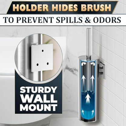 Silver Toilet Brush and Holder Set, Stainless Steel - Image 5