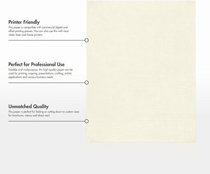 LUXPaper 8.5" x 11" Paper | Letter Size | Natural Linen | 80lb. Text | 250 Qty