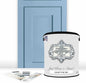 ALL-IN-ONE Paint, Durable cabinet and furniture paint. Built in primer and top coat, no sanding needed. Includes our 30 featured color card - Santorini (slate blue), Gallon