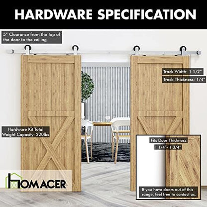 Homacer Brushed Nickel Non-Bypass Sliding Barn Door Hardware Kit, - Image 5