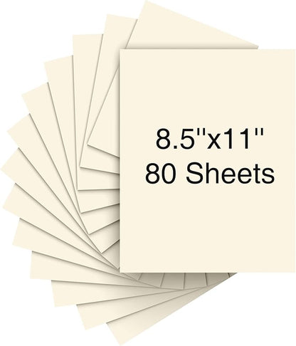 Cardstock 8.5 x 11 Inch 80 Sheets 190 gsm Heavyweight Card Stock Paper Off White Cardstock Printer Paper Perfect for Wedding Invitations, DIY Cards, Postcards, Photos, Art and Crafts