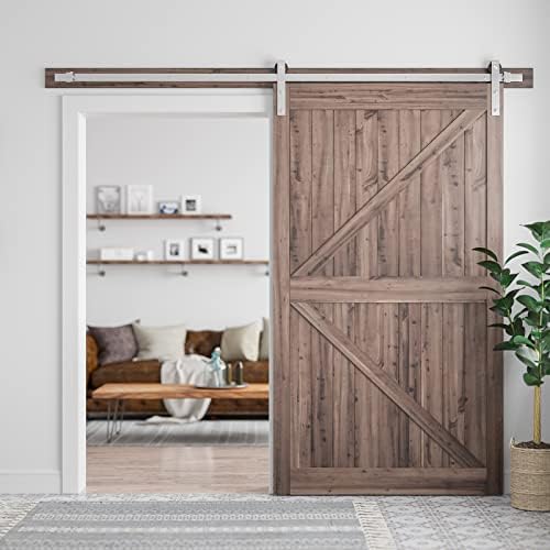 SMARTSTANDARD 8 Feet Brushed Nickel Barn Hardware Kit, Fit 42-48" W Door - Image 2