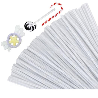 100 Pieces Pipe Cleaners Chenille Stem, Solid White Color Pipe Cleaners Set for Pipe Cleaners DIY Arts Crafts Decorations, Chenille Stems Pipe Cleaners (White)