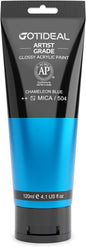 GOTIDEAL Iridescent Acrylic Paint Chameleon Blue Tubes(120ml, 4.1 oz) Non Toxic Non Fading,Rich Pigments for Painters, Adults & Kids, Ideal for Canvas Wood Clay Fabric Ceramic Craft Supplies