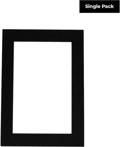 8x10 Mat Bevel Cut for 6x8 Photos - Acid Free Black with Black Core Precut Matboard With Backing Board and Crystal Clear, Self Seal Photo Mat Bag - For Pictures, Photos, Framing - 4-ply Thickness