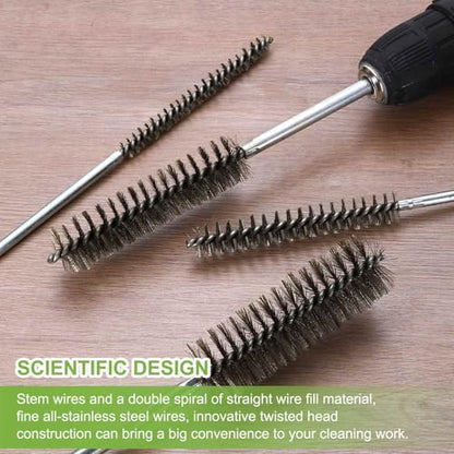 HARFINGTON 4pcs Wire Bore Brush 6 x 1/8" 1/8 Inch Shank Stainless Steel - Image 5