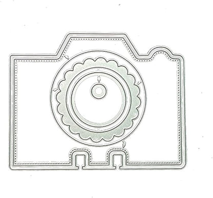 Mvchifay Cutting Dies Happy Birthday Holiday Thanks Greetings Metal Stencils Scrapbooking Tool Love Heart DIY Carbon Steel Embossing Template for Paper Card Making (Camera-10x12.8cm)