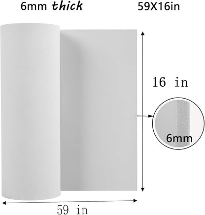 AMZQNART EVA Foam 6mm, Cosplay Foam 16x59 inch White, High Density 90 kg/m³, for Craft Projects Cosplay Costumes, Fake Weapons, Decorations, Christmas, Easter, Thanksgiving, etc.