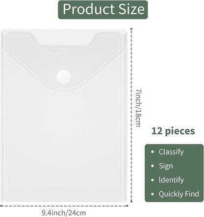 12 Pack Large Clear Die & Stamp Storage Bag Transparent Plastic Folders for Cutting Dies Stencil Embossing Crafts for DIY Scrapbooking Paper Card Craft Organizer Holder