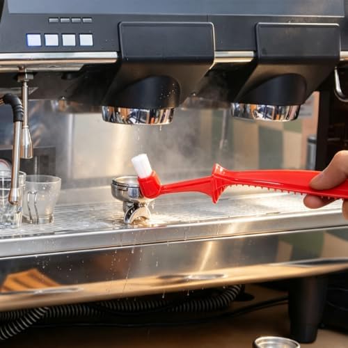 Red Espresso Machine Cleaning Brush Grinder Tools - Image 6