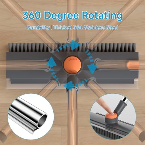 Pool Scrub Brush with 52" Pole, 3 in 1 Pool Cleaning Brush with Squeegee - Image 4