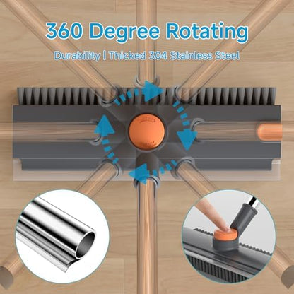 Pool Scrub Brush with 52" Pole, 3 in 1 Pool Cleaning Brush with Squeegee - Image 4