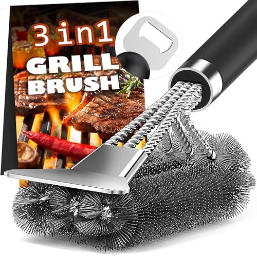 Grill Brush and Scraper-18 Adjustable Handle Safe BBQ Grill Brush by PePeng