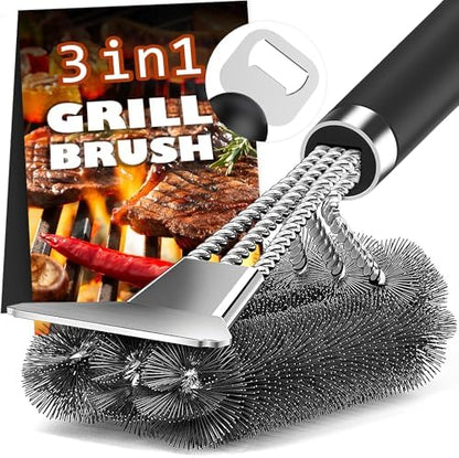 Grill Brush and Scraper-18 Adjustable Handle Safe BBQ Grill Brush by PePeng