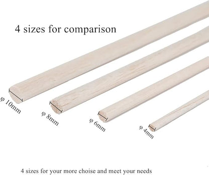 12 Pack Round Wood Dowel Rods 3/8x3/8x12 Inch Balsa Wood Sticks φ3/8 Inch Natural Wood Color Unfinished Wood for Cricut Maker Make Models of House Airplane Ship Boat DIY Wooden Model(10x10x305mm)