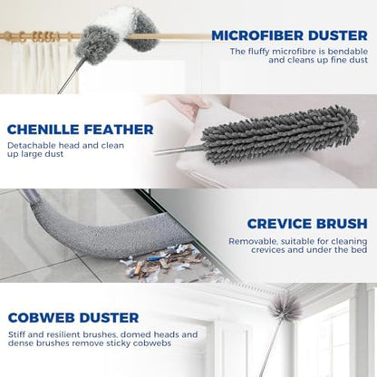 9Pcs Dusters for Cleaning Kit, Extendable Microfiber Duster Tools - Image 4