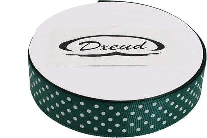 Polka Dot Grosgrain Ribbon 25 Yard Each Roll 100% Polyester (3/4", Dark Green)
