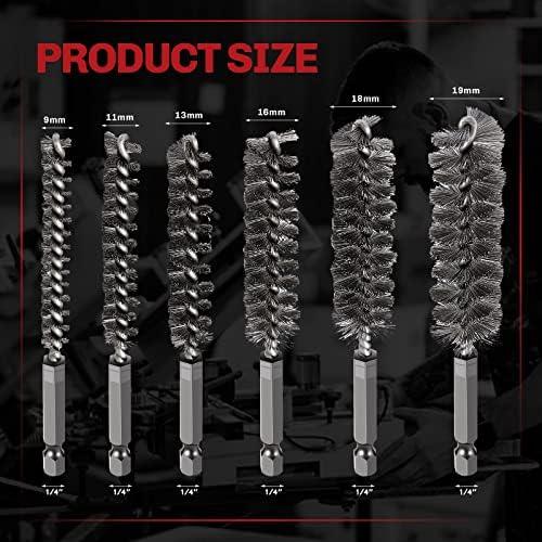 6PCS 304 Stainless Steel Bore Brush Copper Pipe Cleaner, Twisted Wire Drill - Image 3