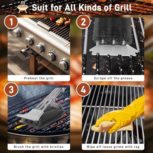 Grill Brush and Scraper-18 Adjustable Handle Safe BBQ Grill Brush - Image 6
