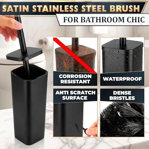 Black Toilet Brush and Holder Set - Image 3