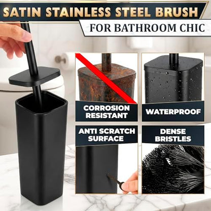 Black Toilet Brush and Holder Set - Image 3