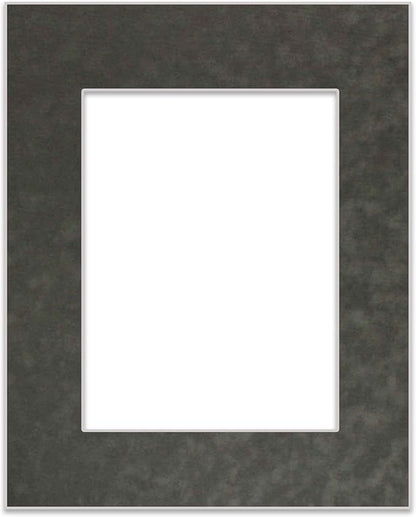 8x10 Mat Bevel Cut for 5x8 Photos - Acid Free Dark Grey Suede Precut Matboard - For Pictures, Photos, Framing - 4-ply Thickness