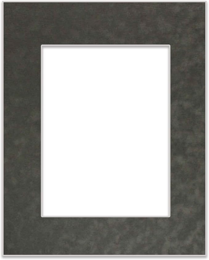 Pack of Ten Acid Free 11x14 Mats Bevel Cut for 8.5x11 Photos - Dark Grey Suede Precut Matboards With Backing Boards and Self Seal Photo Mat Bags For Pictures, Photos, Framing - 4-ply Thickness