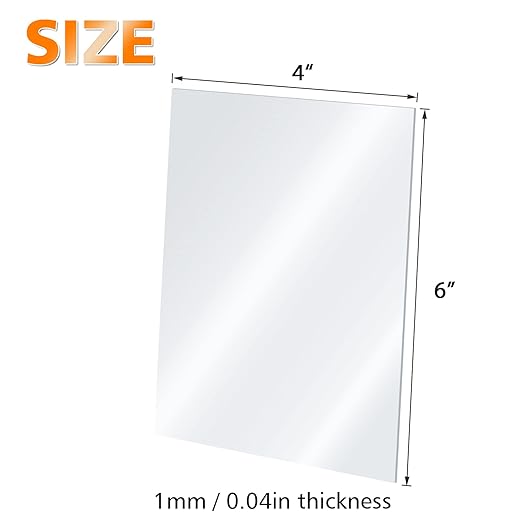 Egofine Plexiglass Sheets Acrylic Sheets 20 Pack of 4x6’’ 0.04 Thick Clear Plastic Cast Transparent Plexi Glass for Crafting Projects, Replacement Picture Frame Glass, DIY Display, Easy to Cut