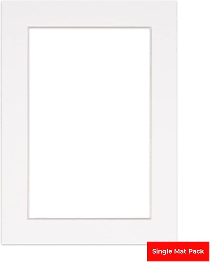 Poster Palooza 8x10 Mat Bevel Cut for 5.5x8.5 Photos - Acid Free White Precut Matboard - for Pictures, Photos, Framing - 4-ply Thickness