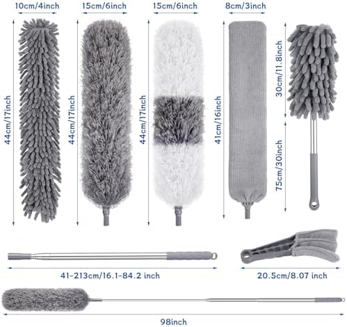 9PCS Dusters for Cleaning, Extendable Microfiber Duster - Image 2