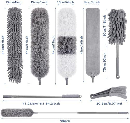 9PCS Dusters for Cleaning, Extendable Microfiber Duster - Image 2